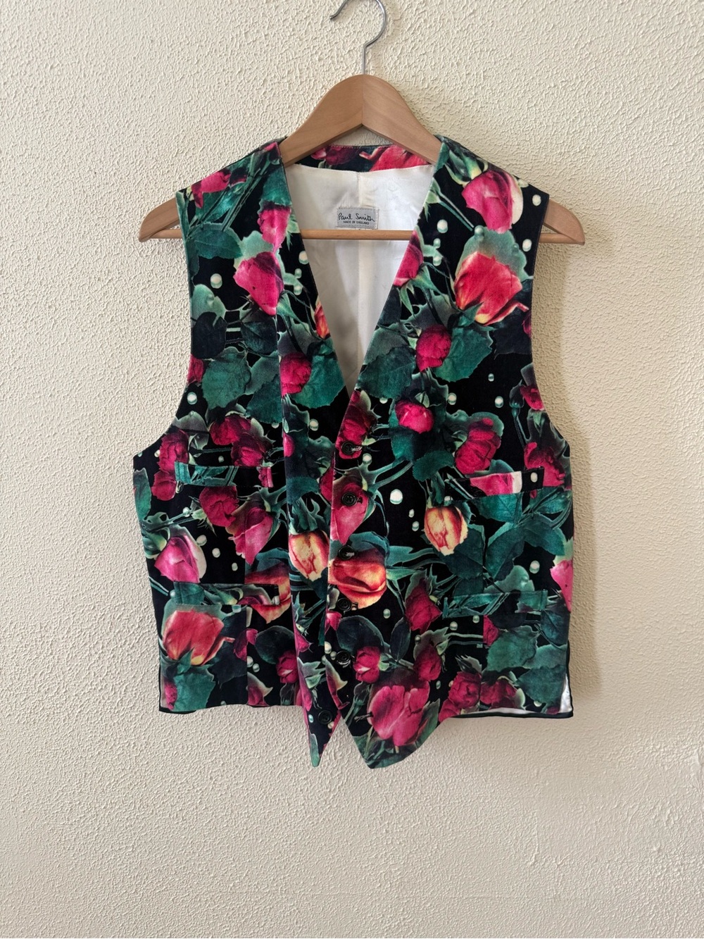 Vintage Paul Smith Velvet Floral Print Formal Vest L